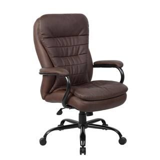 BOSS Office Products 31 in. Width Big and Tall Brown Faux Leather Executive Chair with Swivel Sea... | The Home Depot