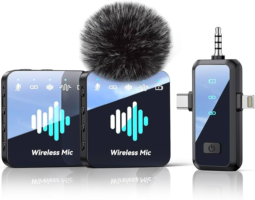 Wireless Lavalier Microphone for iPhone: Mini Microphone Noise Reduction - 328ft Transmission & 2... | Amazon (US)