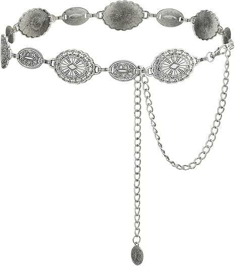 TOPACC Western Metal Concho Belt for Women Cowgirl Chain Belts for Dresses Jeans Country Concert ... | Amazon (US)
