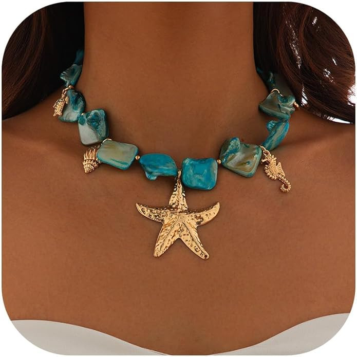 Seashell Necklace for Women Shell Necklace Summer Outfits for Women Adjustable Layered Sea Shell ... | Amazon (US)