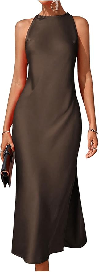 Floerns Women's Elegant Sleeveless Crew Neck Maxi Dress Slit Cocktail Tank Dress | Amazon (US)