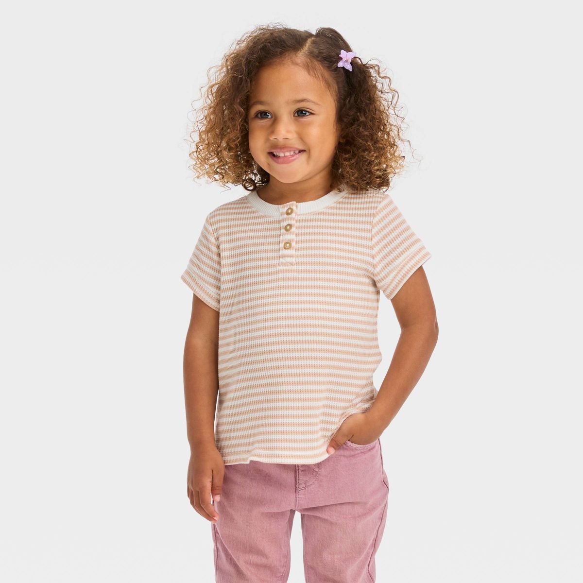 Toddler Girls' Striped Shirt - Cat & Jack™ Off-White | Target