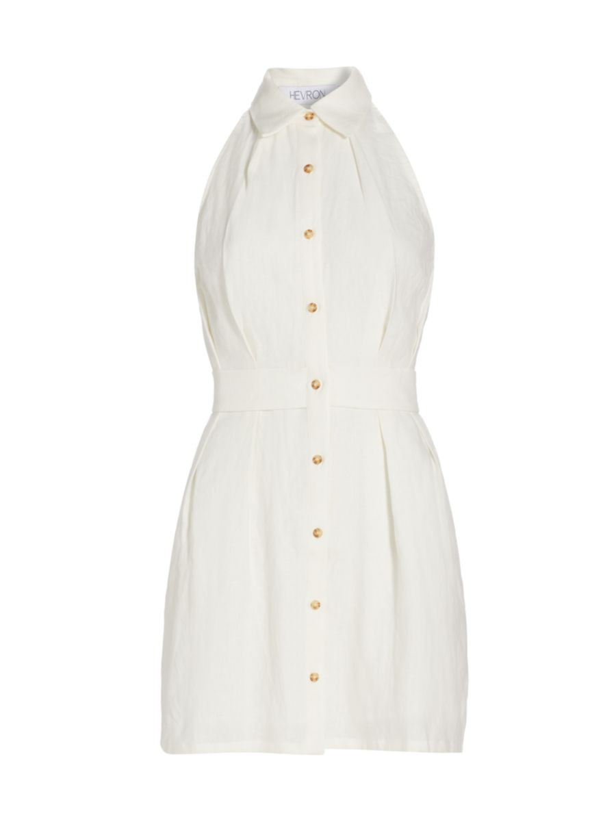 Domino Linen Sleeveless Minidress | Saks Fifth Avenue