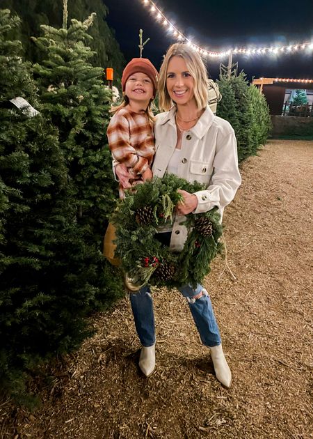
#christmas2022 #familytradition #christmastreefarm #fallstyle #falloutfit #neutrallook #shacket #maternitytank #maternityjeans #fallboots #boneboots #bumpfriendly #tennisnecklace #layerednecklaces #plaid #flannel #toddleroutfits #toddlershoes #toddlerbeanie #cozystyle
.

#LTKbump #LTKkids #LTKstyletip