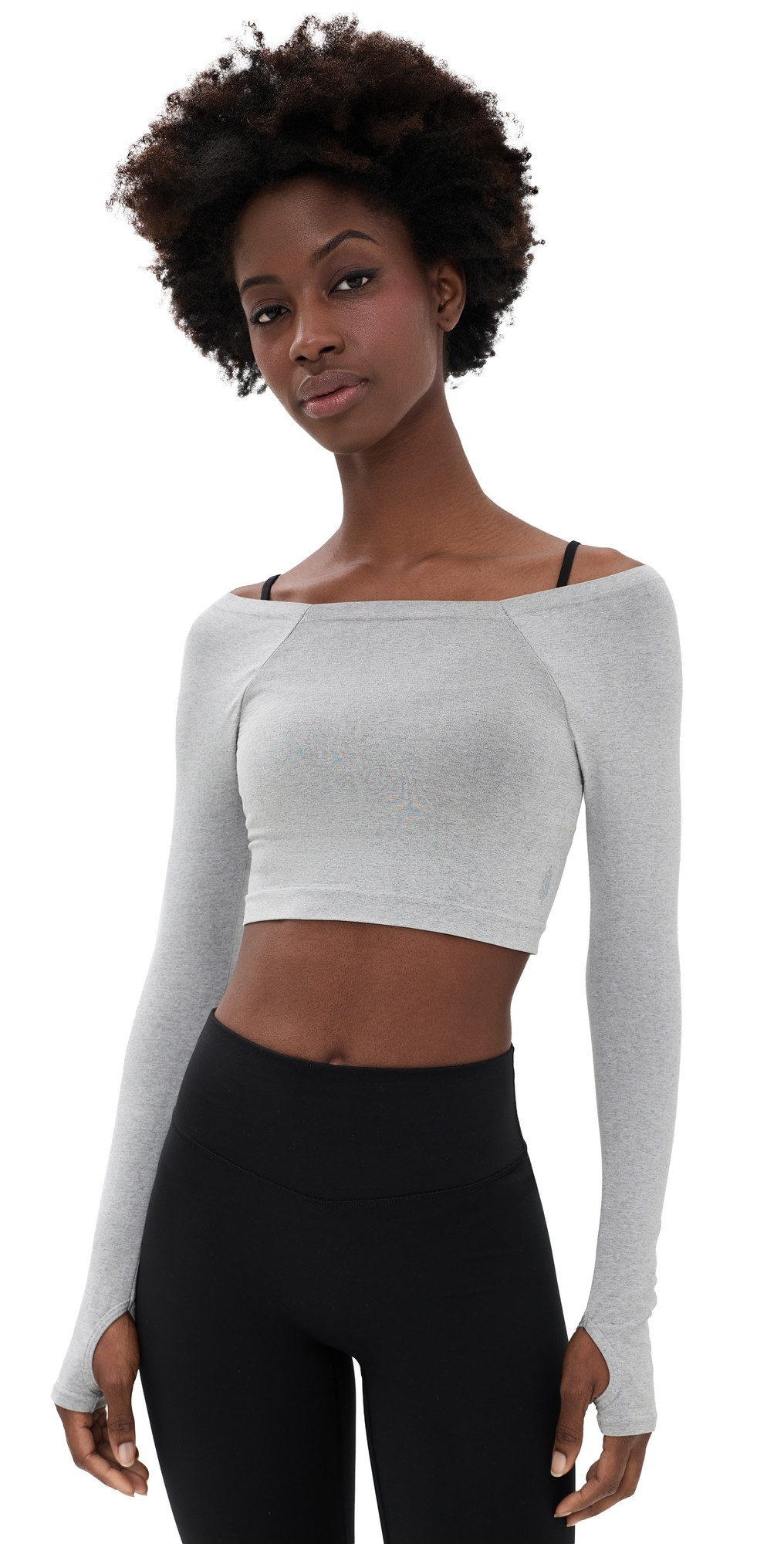 FP Movement High Plank Off the Shoulder Layer Top Heathery Grey M/L | Shopbop