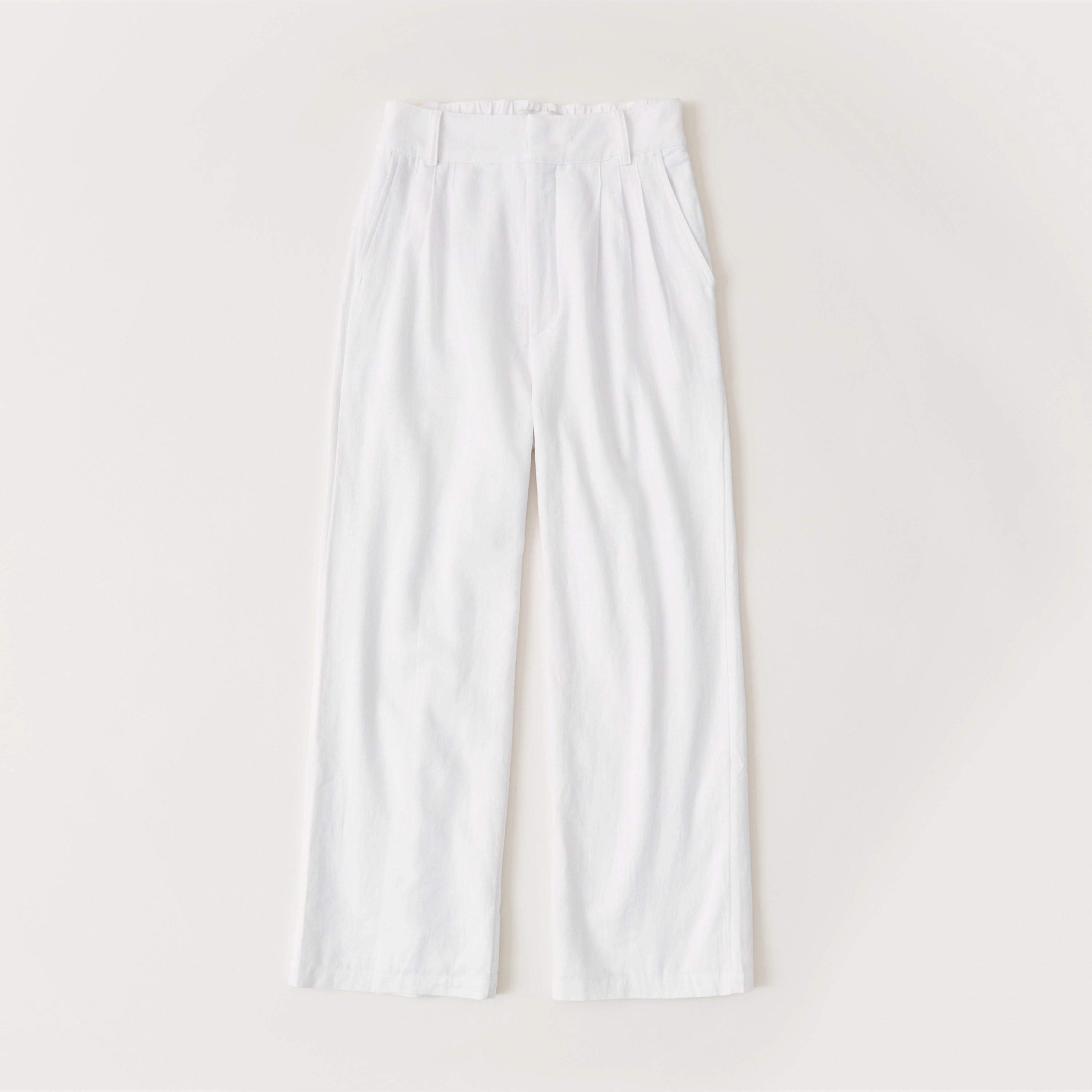 Linen-Blend Pleated Wide Leg Pants | Abercrombie & Fitch (US)