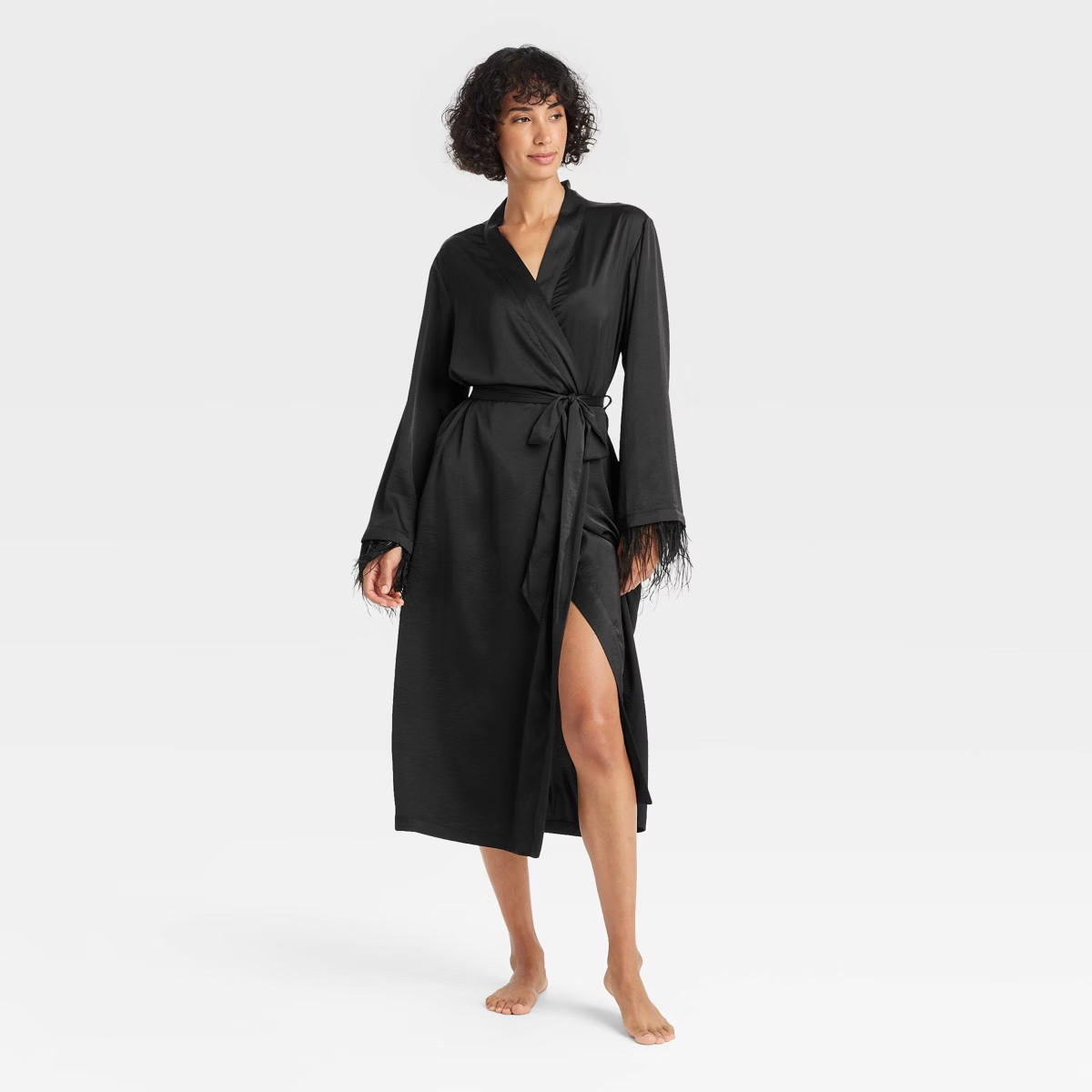 Women's Satin & Feather Robe - Auden™ | Target