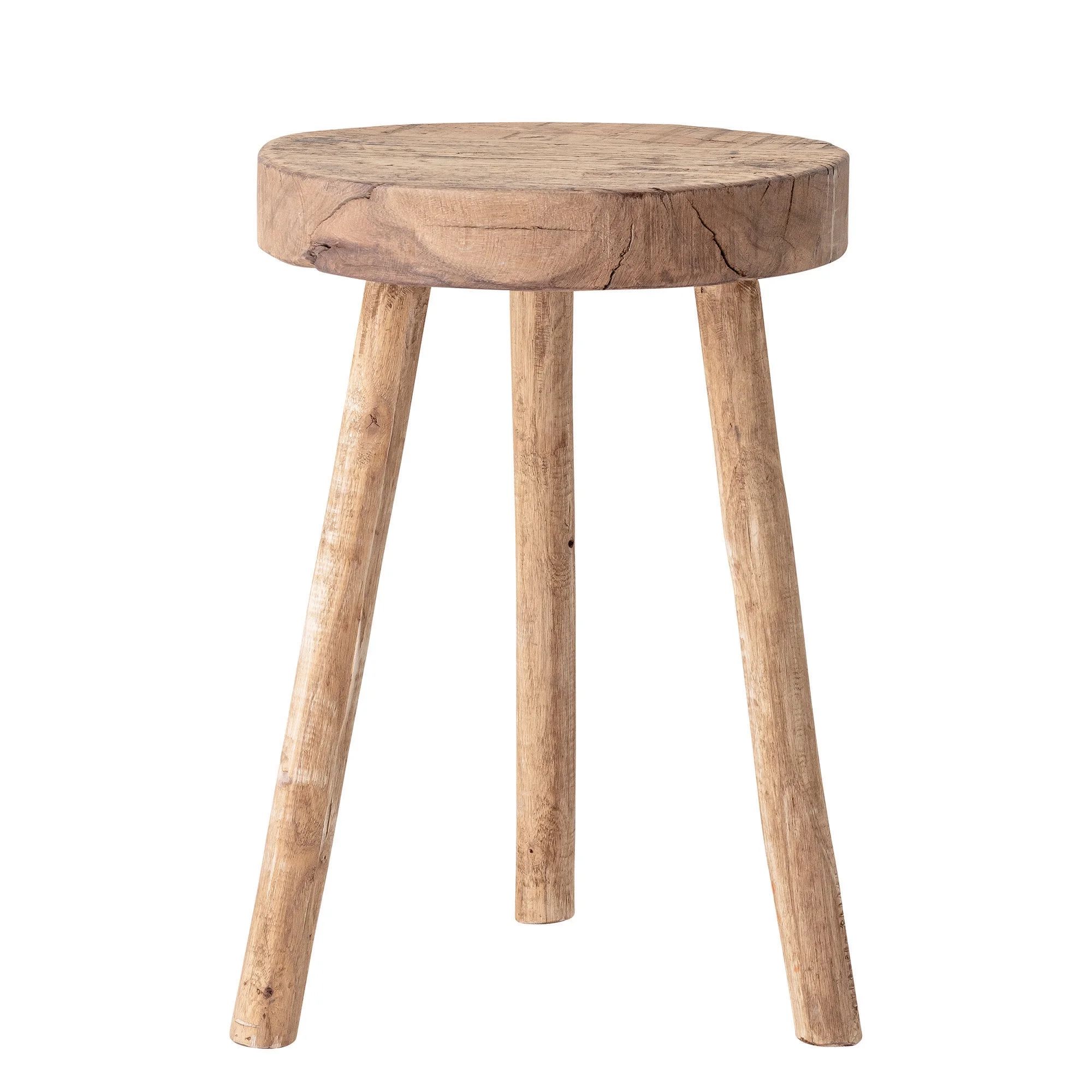 Bloomingville Round Reclaimed Wood Stool, Natural - Walmart.com | Walmart (US)