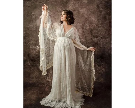 Boho wedding dress, Vintage Lace Bohemian Maternity Dress, BOHO Dress, Slip dress for photographe... | Etsy (US)
