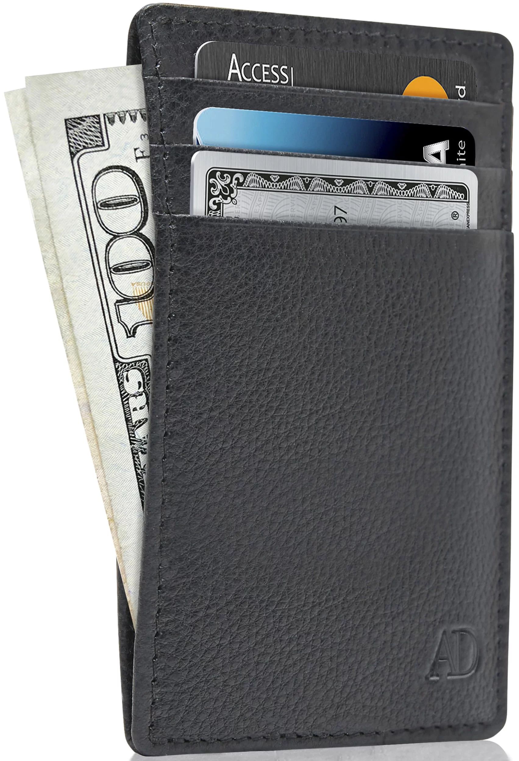 Slim Minimalist For Unisex Genuine Leather Credit Card Holder Front Pocket Pouch | Walmart (US)