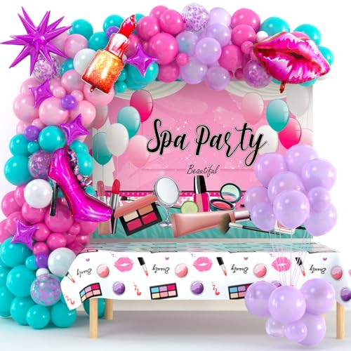 127 PCS Spa Party Supplies for Girls Makeup Birthday Decorations with Balloons Garland, Lipstick ... | Amazon (US)