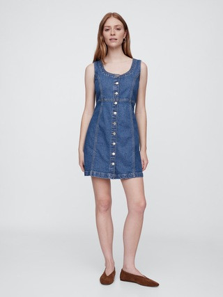 Denim Button-Front Mini Dress | Gap Factory