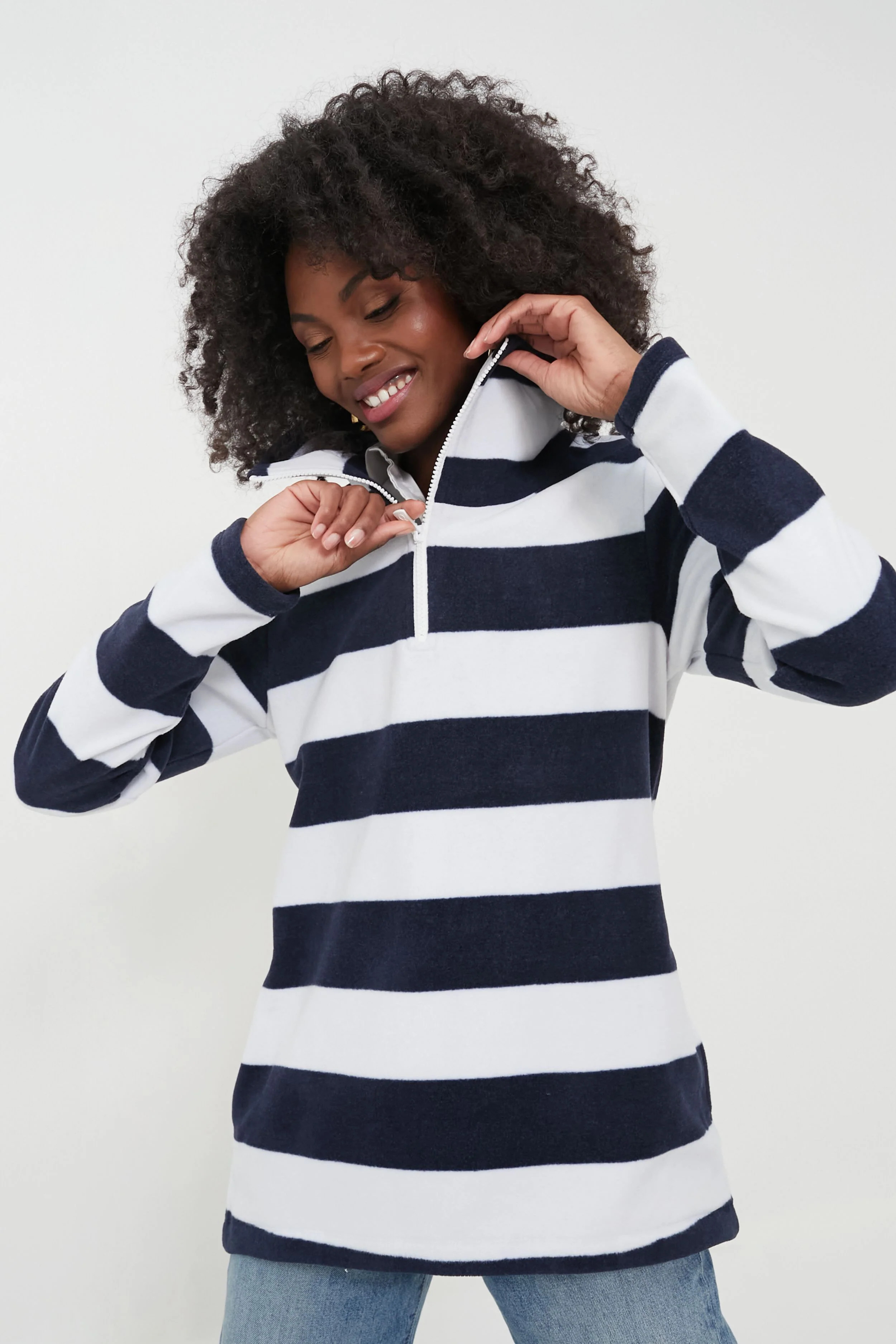 Navy White Wide Stripe Prospect Pullover | Tuckernuck (US)