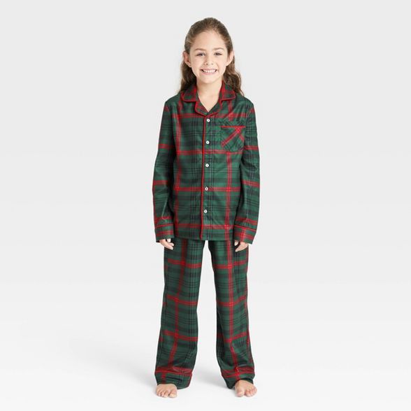 Kids' Tartan Plaid 2pc Pajama Set Dark Green/Red - Hearth & Hand™ with Magnolia | Target