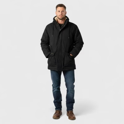 Canada Weather Gear Men’s Duck Canvas Parka|Heavyweight Insulated Winter Jacket with Hood and Full Zipper Closure - Black - XX Large | Target