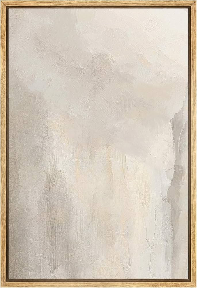 SIGNWIN Framed Canvas Print Wall Art Minimal White Paint Brush Strokes Abstract Shapes Illustrati... | Amazon (US)