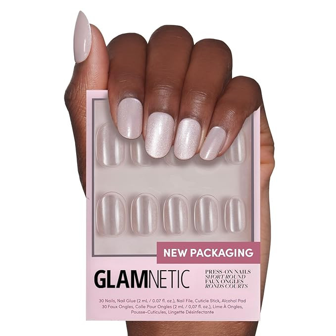 Glamnetic Press On Nails - Pure Intentions | Glossy, Semi-Transparent, Short Round Nails, Reusabl... | Amazon (US)