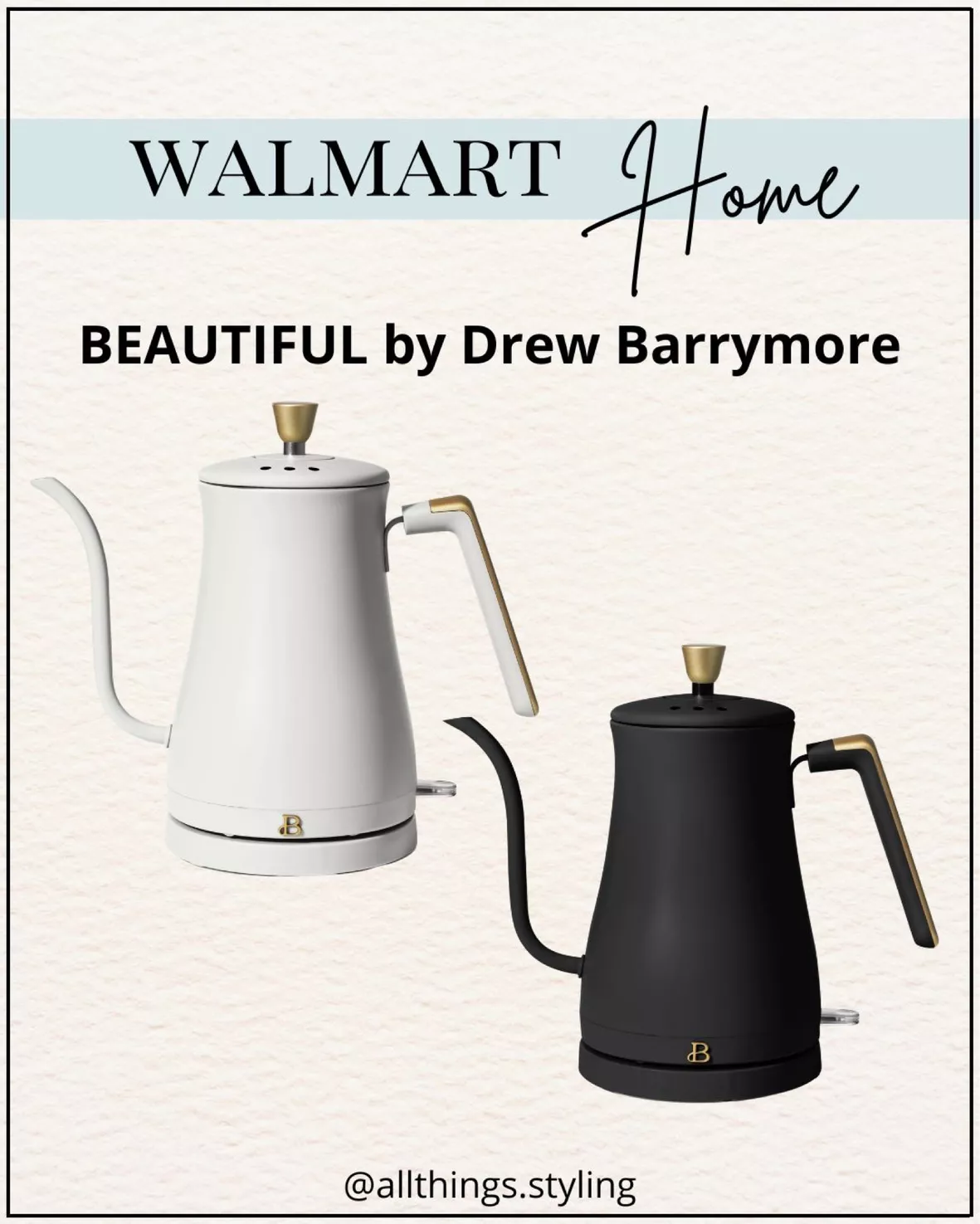  Beautiful 1.7 Liter One-Touch Electric Kettle, by Drew Barrymore  (Black Sesame): Home & Kitchen