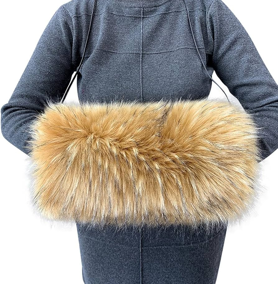 Faux Fur Hand Muffs Women Winter Warmer Fuzzy Pouch Furry Plush Arms Warmer Thickened Muffler Wed... | Amazon (US)
