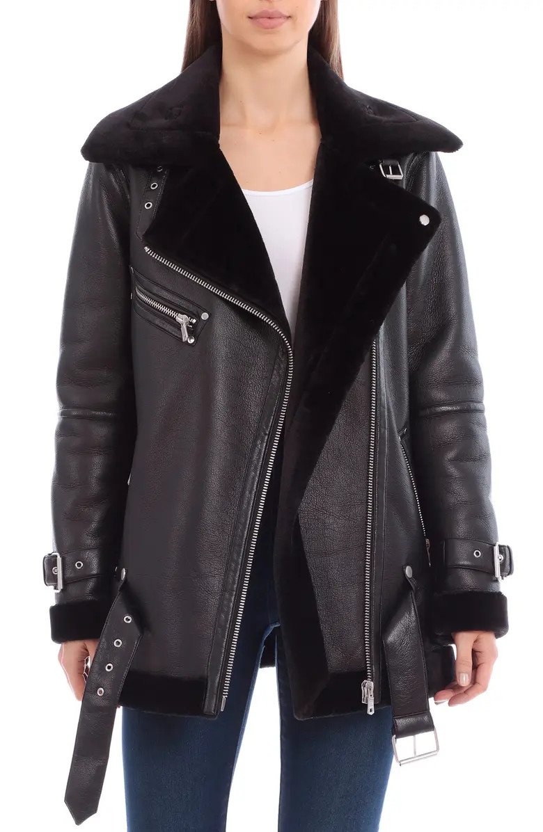 Avec Les Filles Faux Shearling Trim Faux Leather Biker Jacket | Nordstrom | Nordstrom