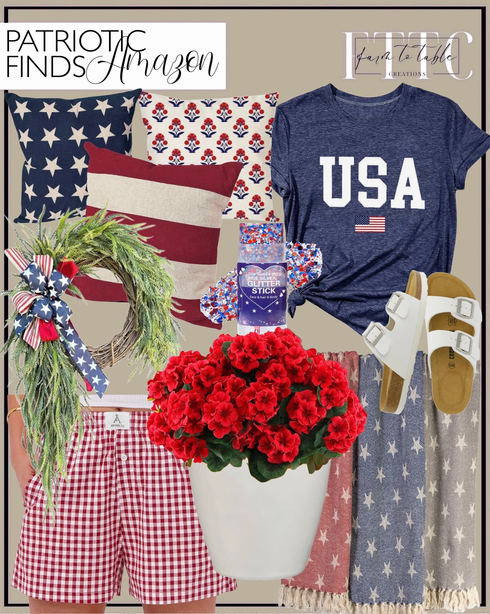 Patriotic Amazon Finds

These Amazon patriotic finds are perfect for creating a cozy and festive summer setup without overdoing it. From the Americana-inspired pillows and wreath to the casual holiday outfit pieces and outdoor decor, everything feels fun, timeless, and perfect for Memorial Day and the Fourth of July.

Follow @farmtotablecreations on Instagram for more cozy home finds and trending decor.

Everything linked on my LTK.

#LTKHome #AmazonFinds #PatrioticDecor #FourthOfJuly #MemorialDayDecor #AmericanaStyle #SummerDecor #CozyHome #PatioDecor #PatrioticStyle #AmazonHomeFinds #HolidayHosting #NeutralHome #SummerStyle #LTKStyle

#LTKSaleAlert #LTKHome #LTKSeasonal