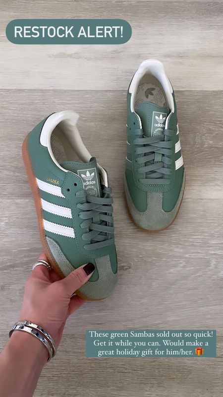 Restock alert! 🚨 These green Sambas sold out so quick! Get it while you can. Would make a great holiday gift for him/her. 🎁

Adidas Samba, gifts for her, gifts for him, gift guide, gift ideas, gift ideas for her, gift ideas for him, The Stylizt 




#LTKshoecrush #LTKGiftGuide #LTKmens