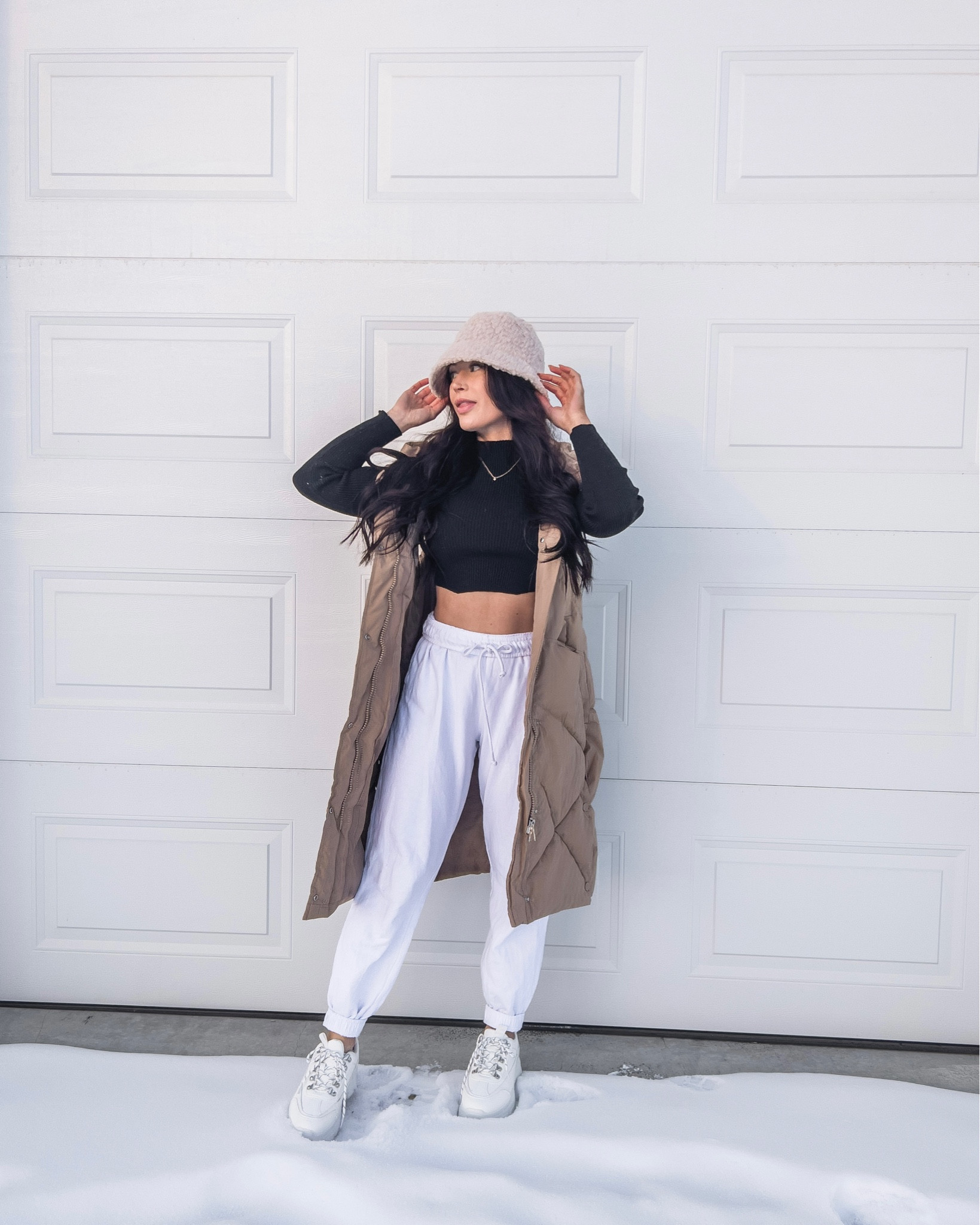 Chunky sneaker, joggers, Sherpa hat and puffer vest streetwear cozy style 

#LTKstyletip #LTKunder100 #LTKfit