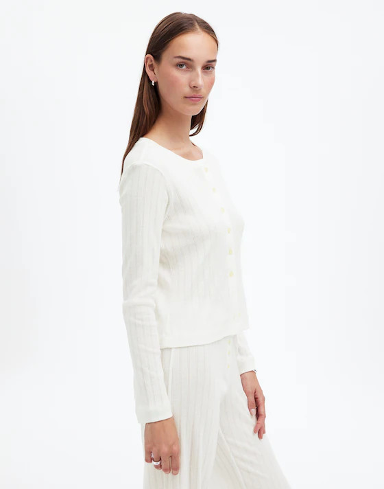 Madewell x LESET Pointelle Classic Crew Cardigan | Madewell