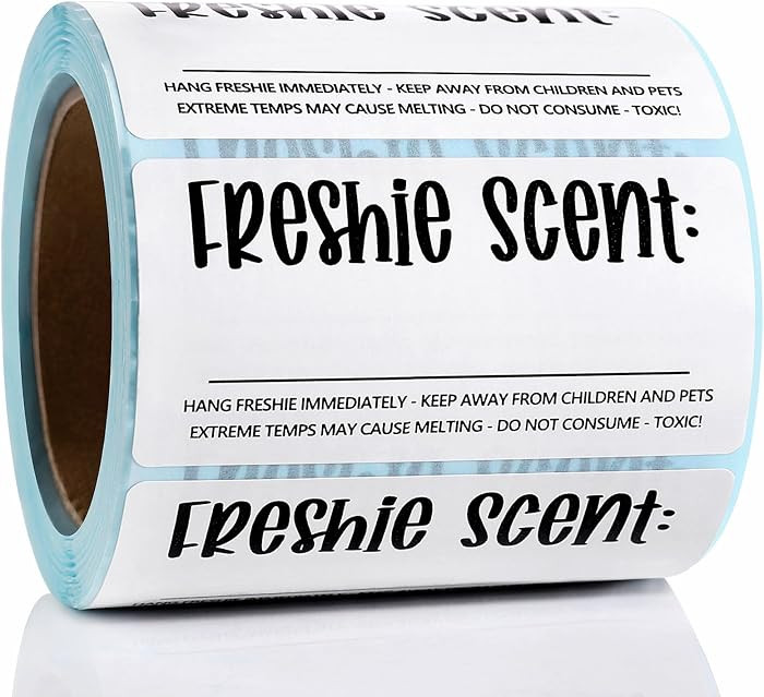 MUBYOK 300Pcs Roll Freshie Scent Care Instruction Sticker | 2.36 x 1.18\u201d Car Freshie Warning... | Amazon (US)