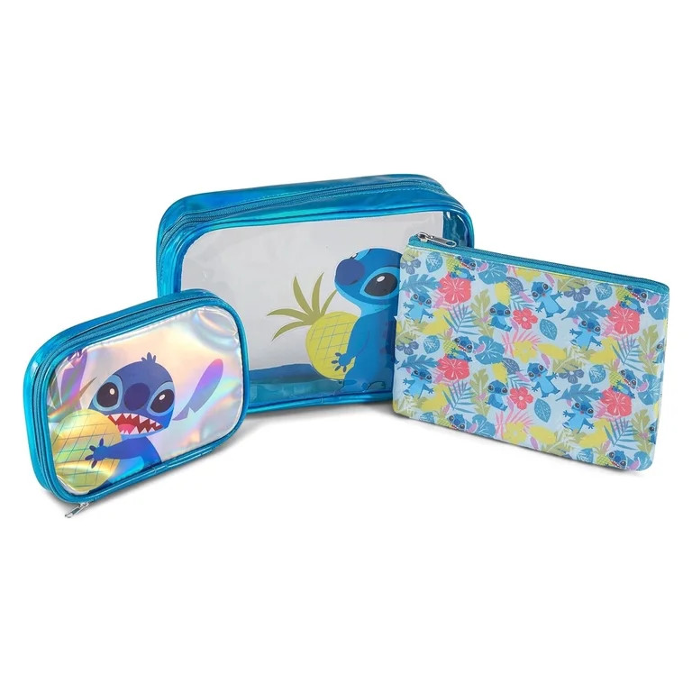 Lilo and Stitch Cosmetic Case Set, 3 Piece Set Travel Cosmetic Pouch Unisex for Kids & Adults Blu... | Walmart (US)