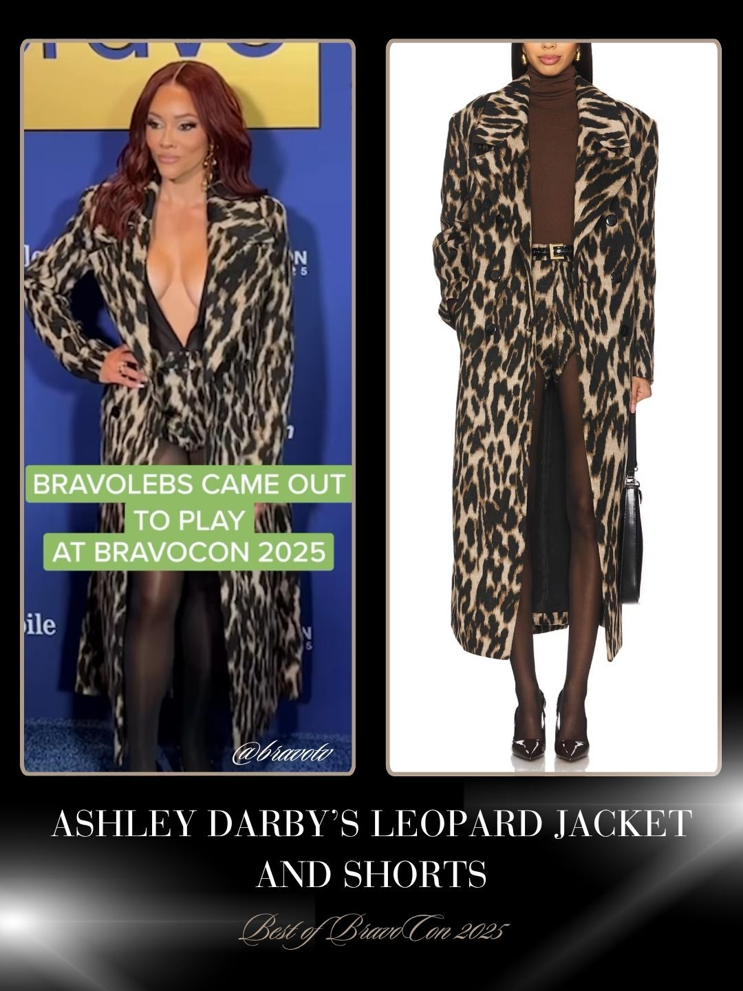 Ashley Darby's Leopard Coat at Mini Shorts at Bravocon 2025 Photo: @bravotv 

 