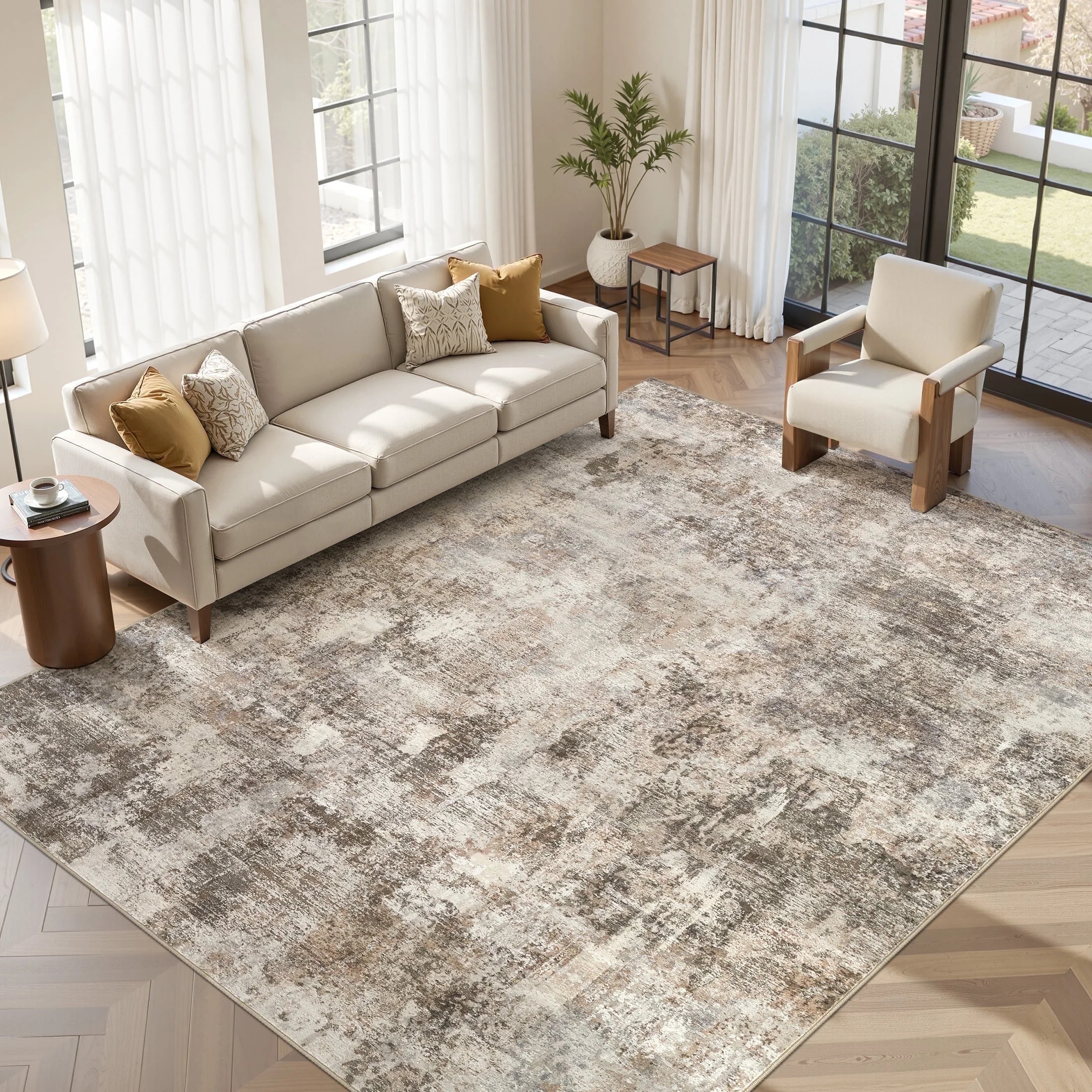 UERMEI 9x12 Washable Area Rugs for Living Room, Modern Abstract Printed Rug, Vacuum-Friendly, Non... | Walmart (US)