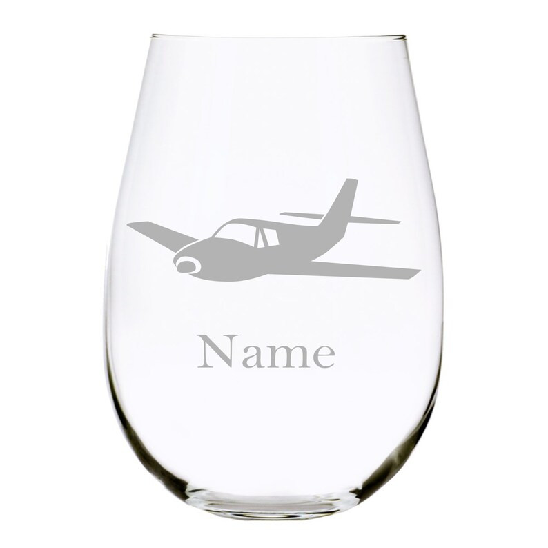 Airplane With Name 17 Oz. Stemless Wine Glass | Etsy | Etsy (US)
