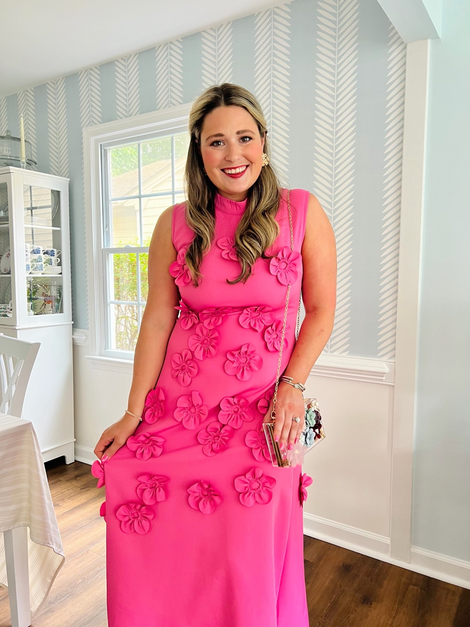 Hot pink wedding guest dress || floral dress || Colorful wedding guest

#LTKWedding