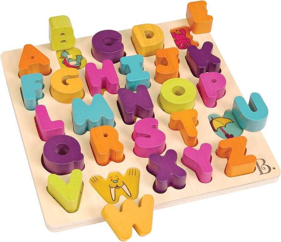 B. toys- Alpha B. Tical– Wooden Alphabet Puzzle – 26 Letter Pieces – Chunky Wooden Puzzle ... | Amazon (US)