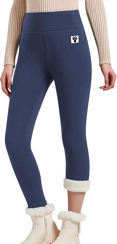 Hixiaohe Women's Casual Sherpa Fleece Lined Warm Leggings Thicken Heavy Jogger Pants | Amazon (US)