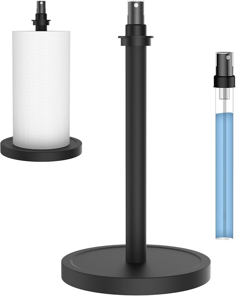 Paper Towel Holder with Spray Bottle,One Hand Easy to Tear Stainless Steel Countertop Paper Towel... | Amazon (US)