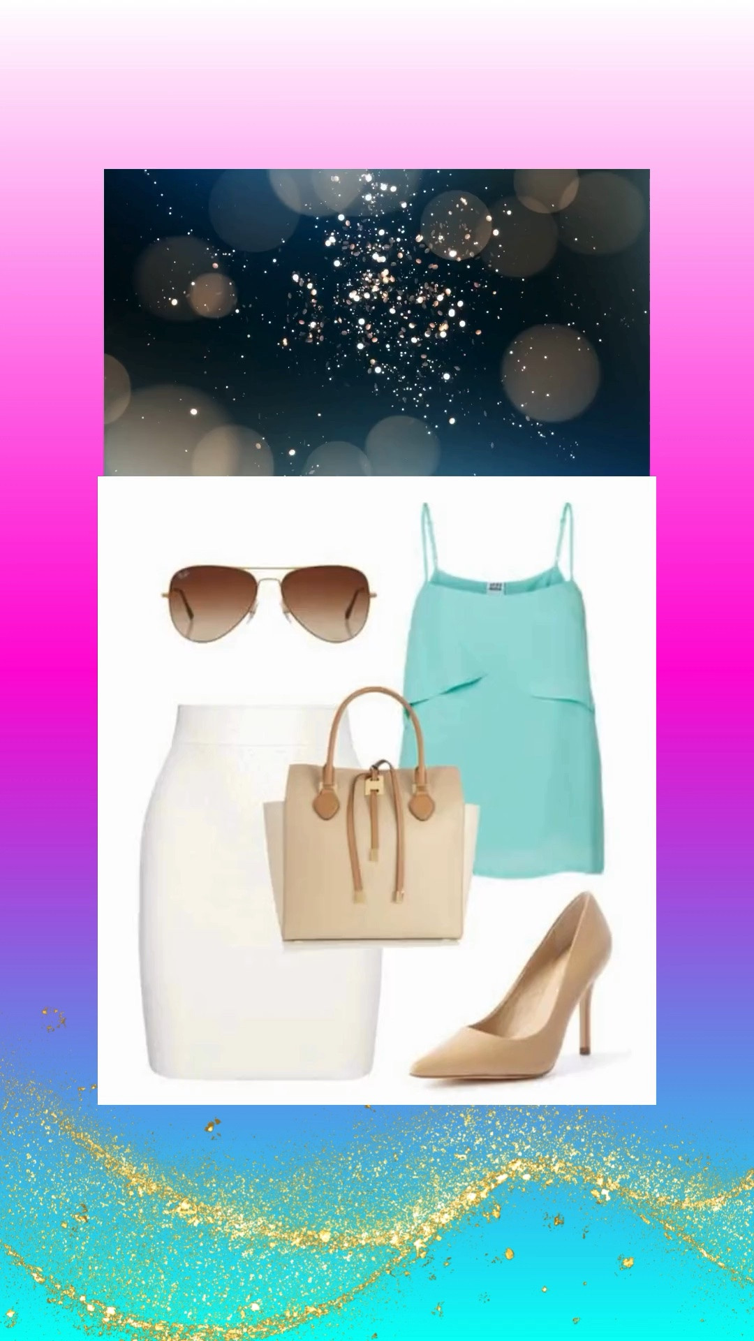 CHIC SUMMER STYLE ☀️✨

Fresh colors and light textures make this summer look feel bright, feminine, and beautifully coordinated. A turquoise tank adds a vibrant pop of color, while the crisp white skirt keeps the outfit feeling airy, polished, and perfect for sunny days.

Beige accessories pull everything together with a soft, elevated touch—from the structured handbag to the chic kitten heels that add comfort and charm with every step. Matching sunglasses complete the look, creating a beautifully balanced outfit made for brunch dates, vacations, seaside strolls, and stylish afternoons out.

This ensemble brings together playful color and polished details for the ultimate warm-weather fashion moment.

✨ https://www.beverlyhillsmagazine.com/shop/

#Fashion #Style #ShopStyle #SummerStyle #ChicFashion #ootd #fashionblogger #shopthelook

#LTKootd #LTKWorkwear