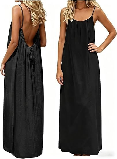 Backless Cami Dress Backless Dress House Dress for Women Sleeveless Long Cami Lounge Dress Backle... | Amazon (US)