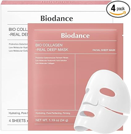 BIODANCE Bio-Collagen Real Deep Face Mask 4 Pcs | Hydrogel Overnight Mask | Pore Minimizing and E... | Amazon (UK)