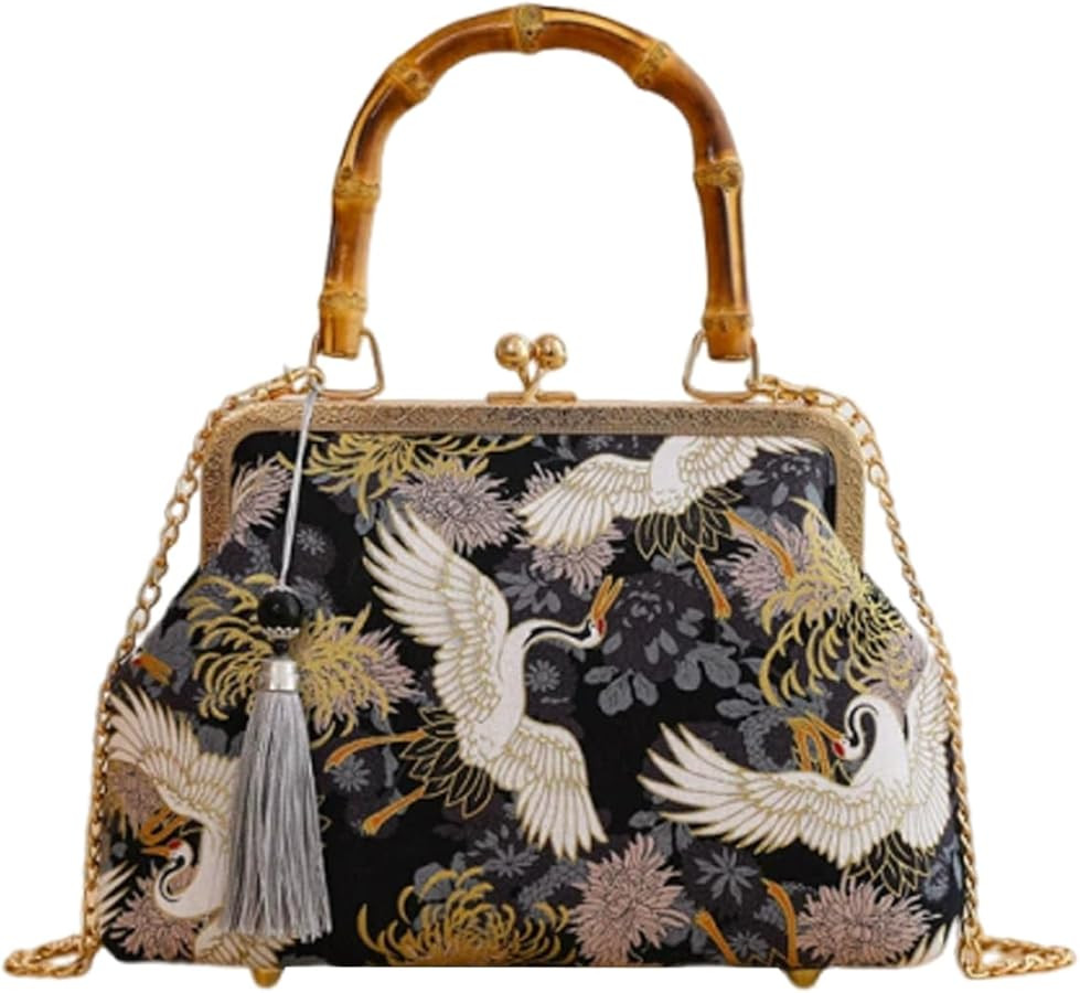 Bamboo Top-Handle Handbag Women's Shoulder Crossbody Bag for Women | Amazon (US)