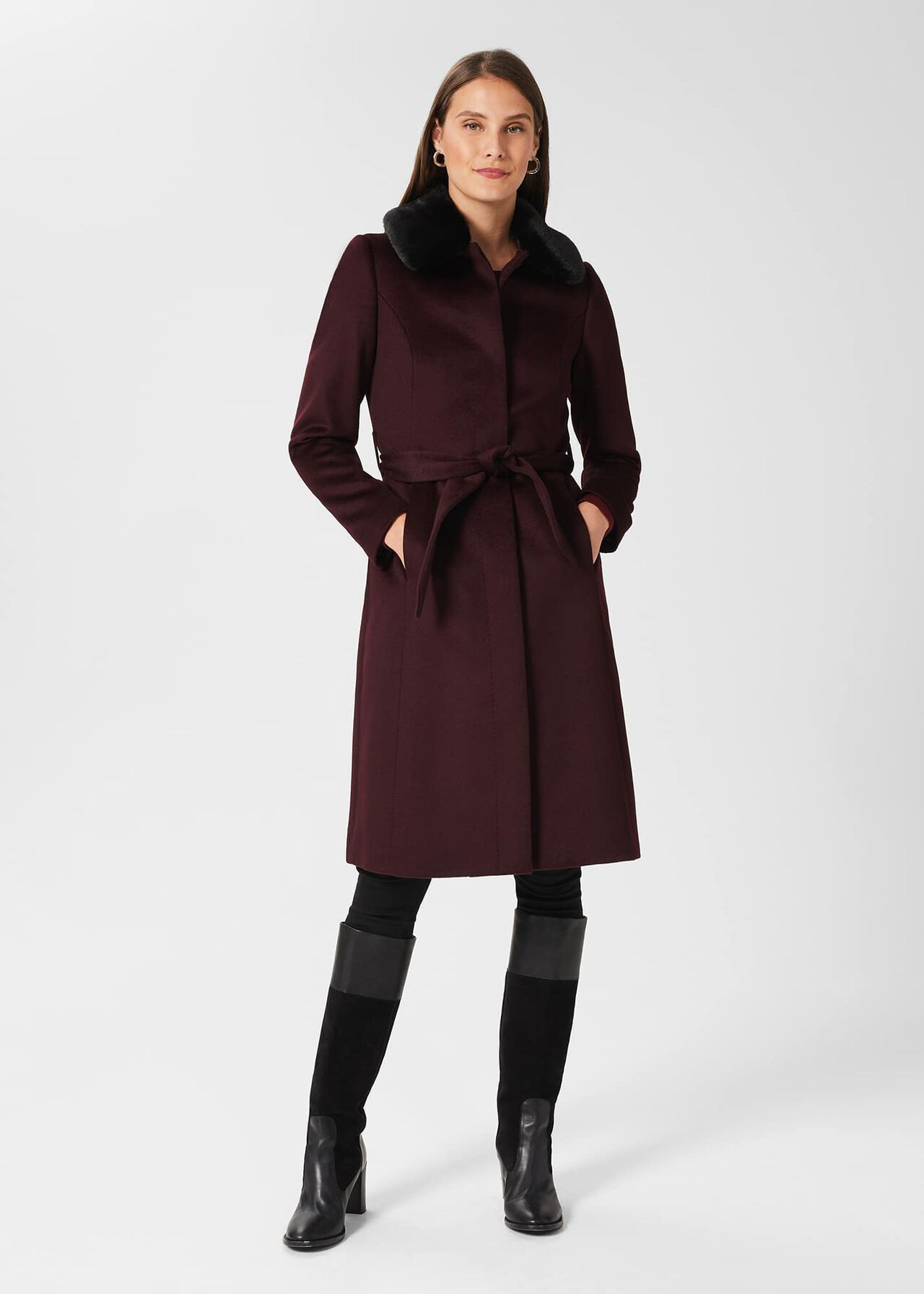 Edeline Wool Coat With Faux Fur Collar | | Hobbs