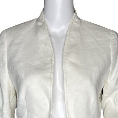 J Crew Blazer Womens 4 Tall White Going Out Linen Blend Preppy Light Academia | eBay US