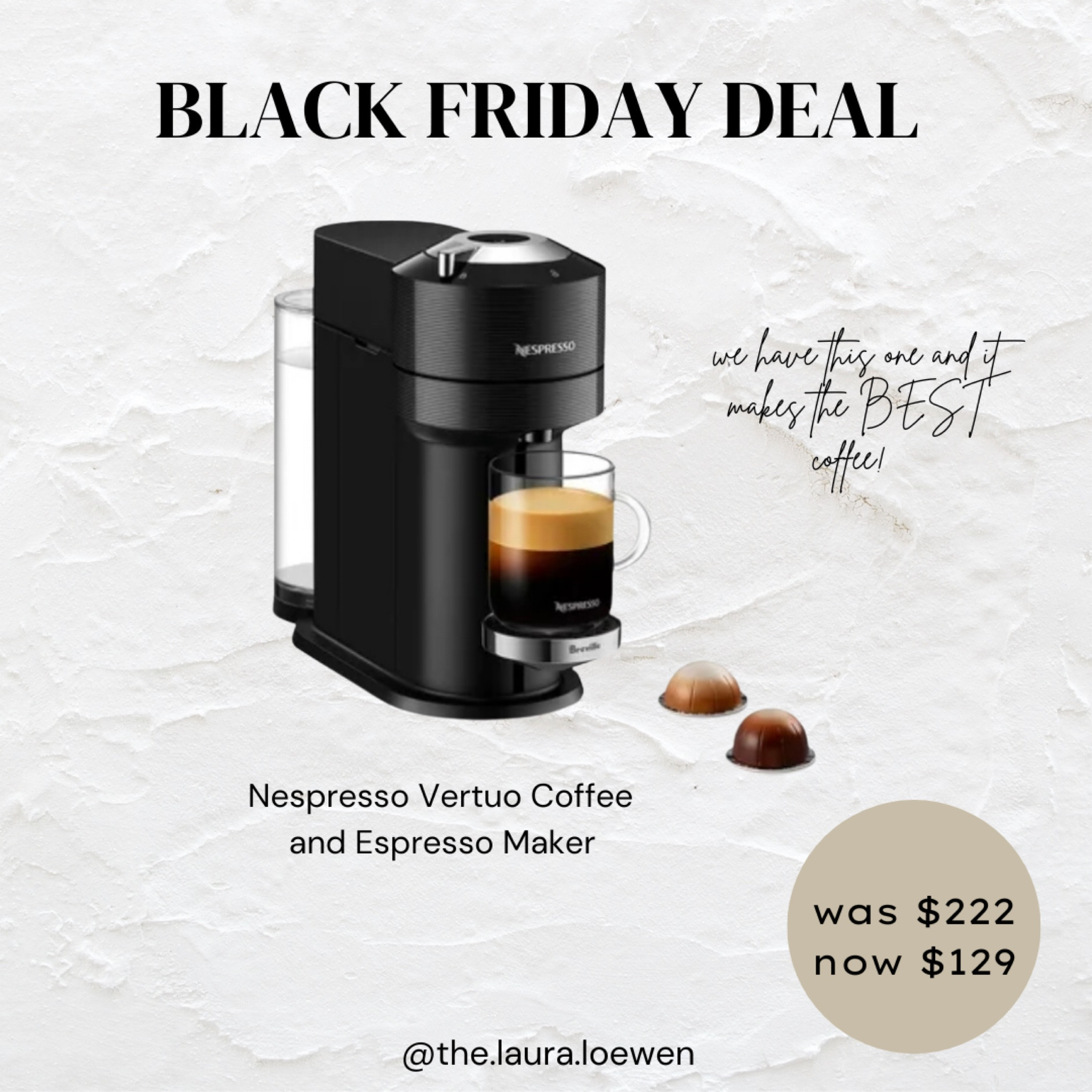 Nespresso coffee/espresso maker on a great Black Friday sale. 

Best coffee I’ve ever had! I have this exact model and love it! 

Best Black Friday deals, too Black Friday deals, Black Friday 2023, Black Friday women, Black Friday men, Black Friday kids, Black Friday home, Black Friday beauty, Amazon Black Friday, Target Black Friday, Walmart Black Friday 

#LTKsalealert #LTKGiftGuide #LTKCyberWeek