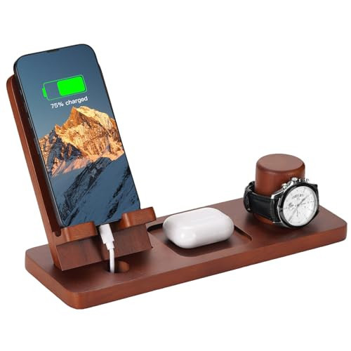 Funistree Wooden Phone Docking Station, Gifts for Men Dad Husband from Daughter Son Wife, Nightstand Organizer, Boyfriend Anniversary Birthday Gifts for Him, Graduation Gift Ideas | Amazon (US)