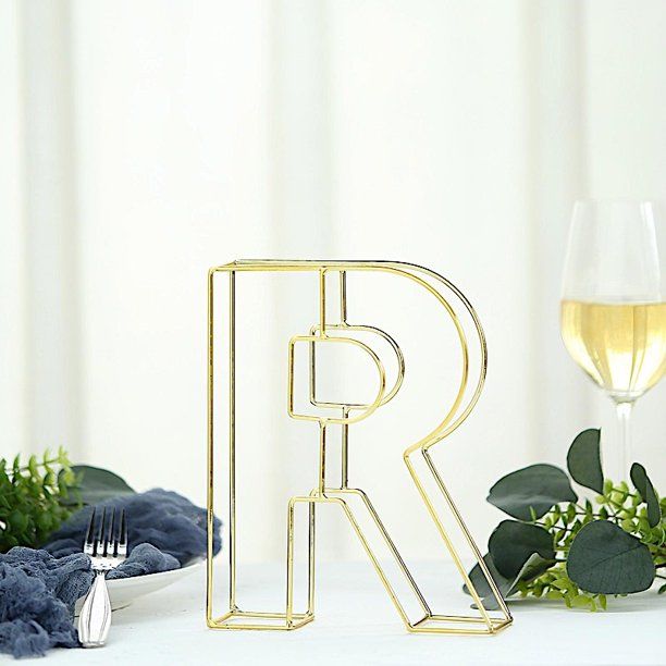 BalsaCircle 8-Inch tall Gold Metal 3D Wire Sign - Wedding Reception Events Graduation Party Decor... | Walmart (US)
