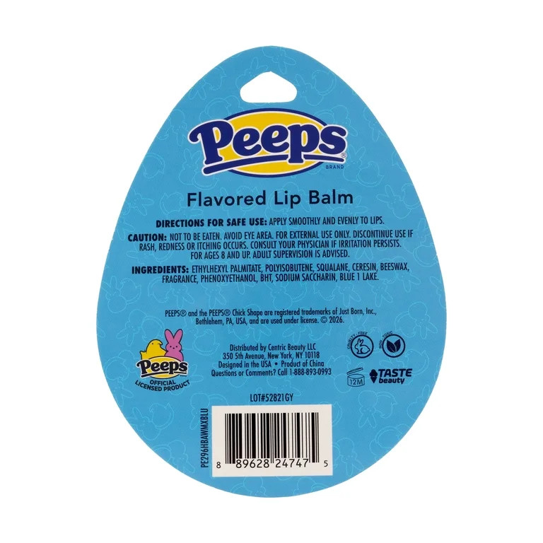 Peeps Single Lip Balm, Blue, Cotton Candy Marshmallow Creme Flavored, 3.4g | Walmart (US)