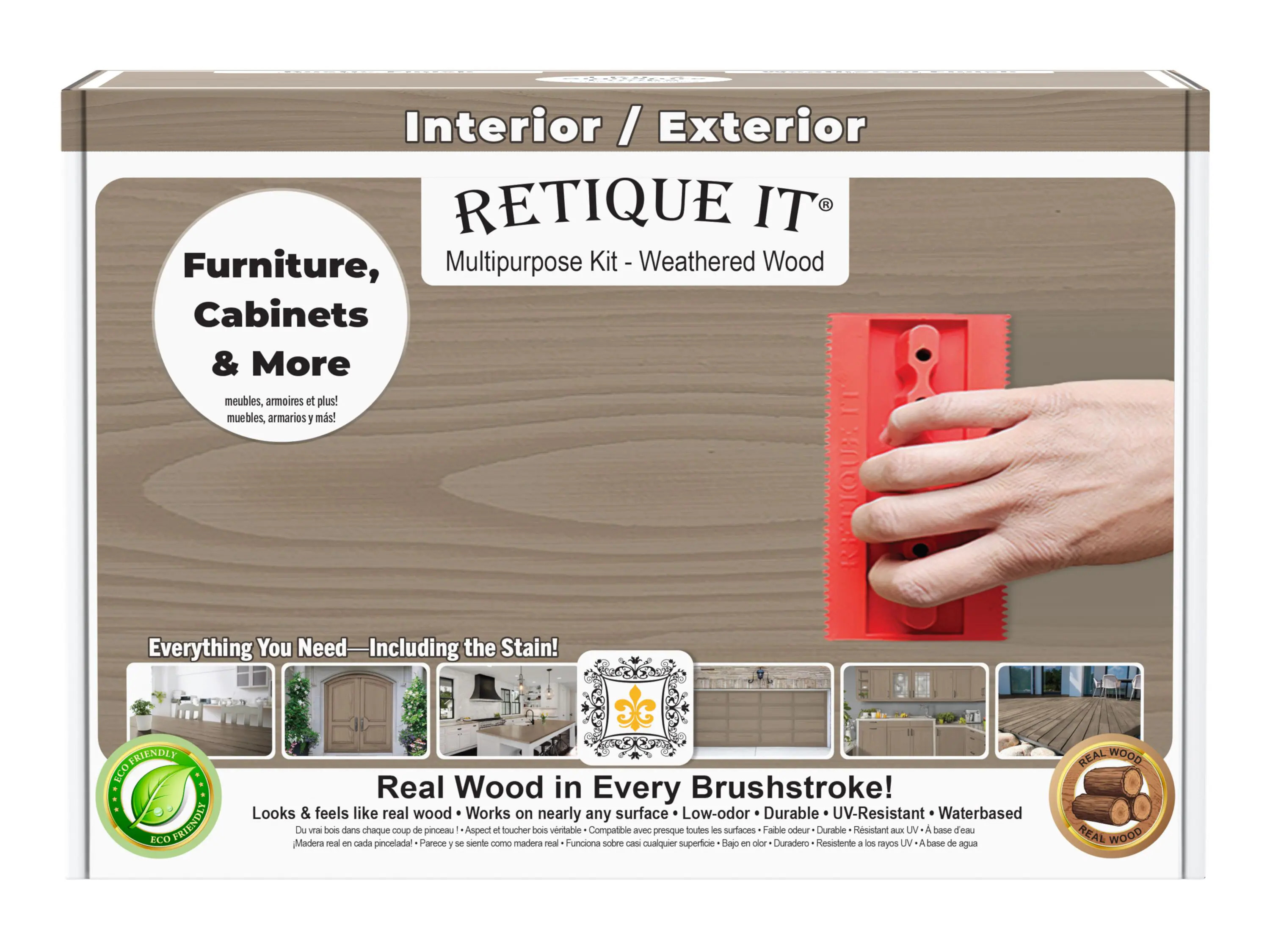 Retique It Multipurpose Kit - Real Wood Finish Water-based Weathered Wood/Wood Solid Interior Stain ( 1-pint ) in Gray | RQ-WNK16-WETH-1B | Lowe's