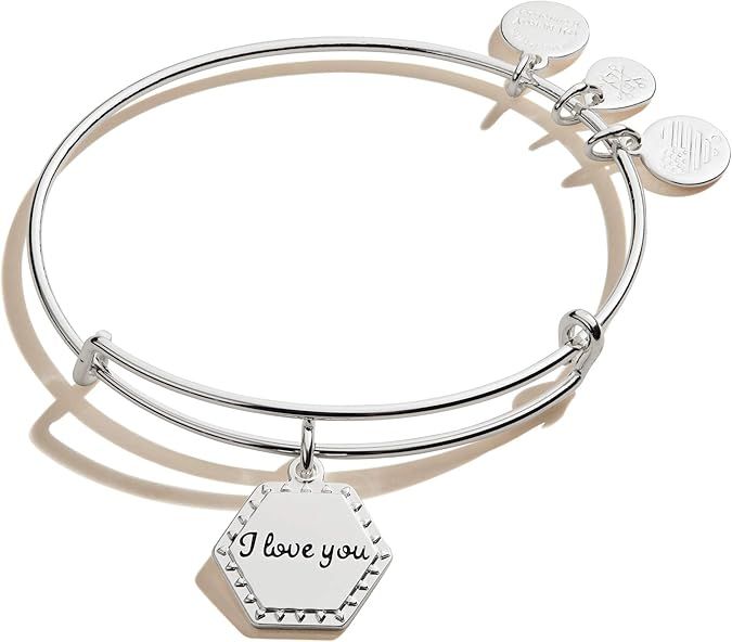 Alex and Ani Because I Love You Expandable Wire Bangle Bracelet for Women, Meaningful Charms, 2 t... | Amazon (US)