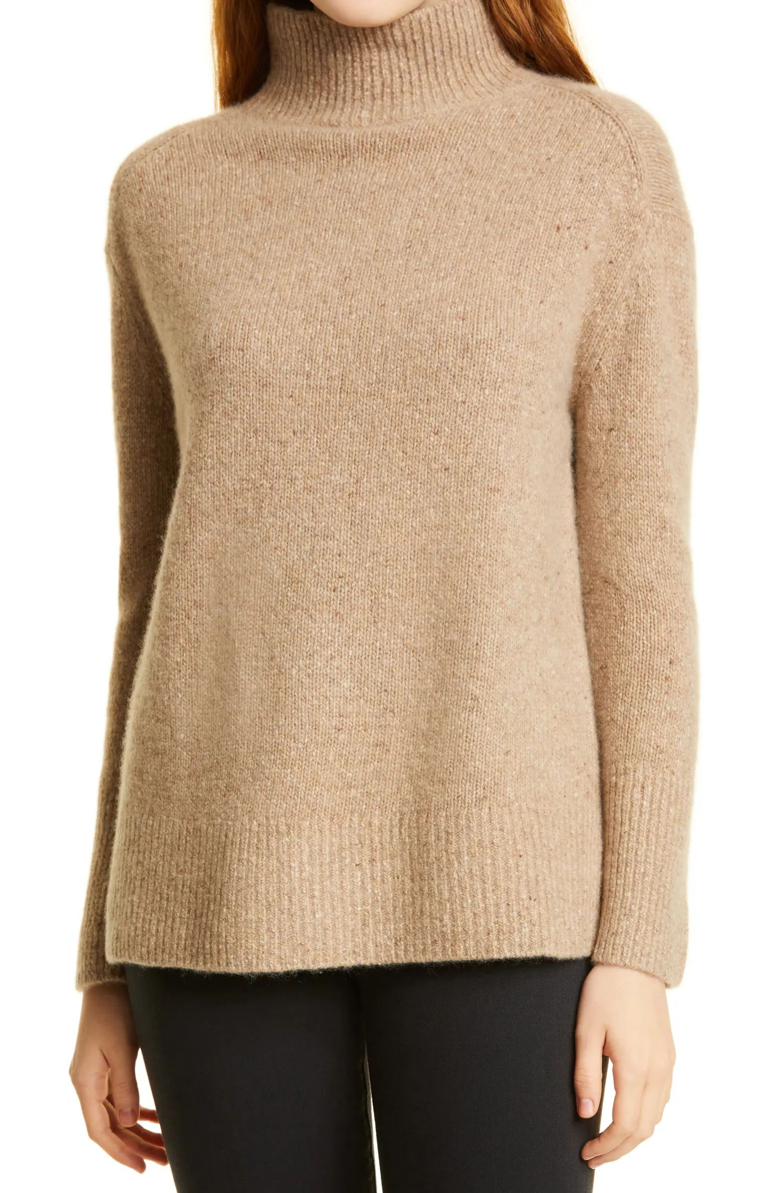 Vince Donegal Side Slit Cashmere Turtleneck Sweater | Nordstrom | Nordstrom